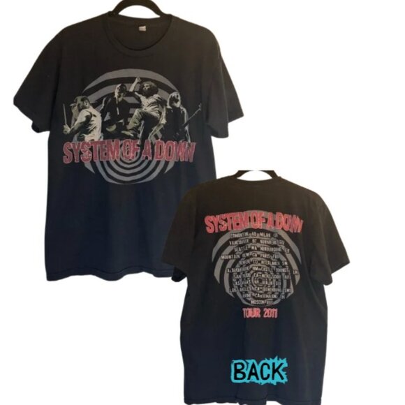 System Of A Down 2011 Tour BACKHIT‎ T-Shirt Made in USA 100% Cotton Size Large